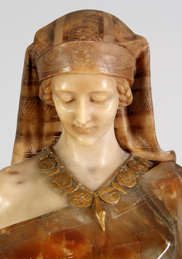 Alabaster and Marble Sculpture of Rebecca on a Pedestal